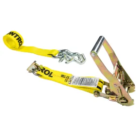 2" x 15' Tow Truck Ratchet Strap - E-Fitting / RTJ Cluster Hook | Yellow