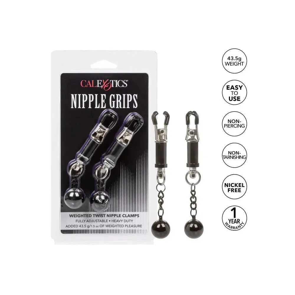 5-inch Colt Metal Black Weighted Twist Nipple Clamps