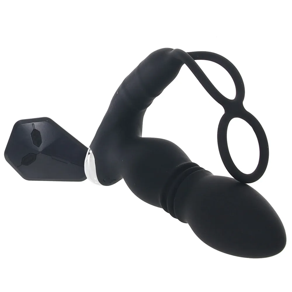 Ass-Sation Thrusting Power Plug with Dual Ring in Black