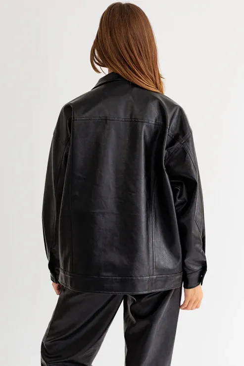 AVRIL VEGAN LEATHER BOYFRIEND JACKET