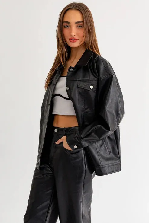 AVRIL VEGAN LEATHER BOYFRIEND JACKET