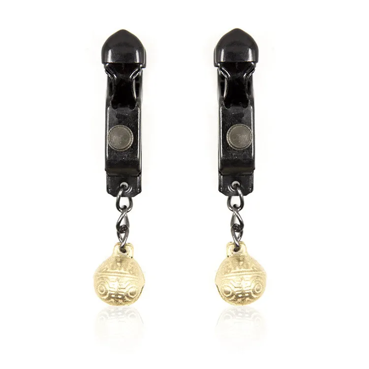 Black Nipple Clamps with Gold Bells