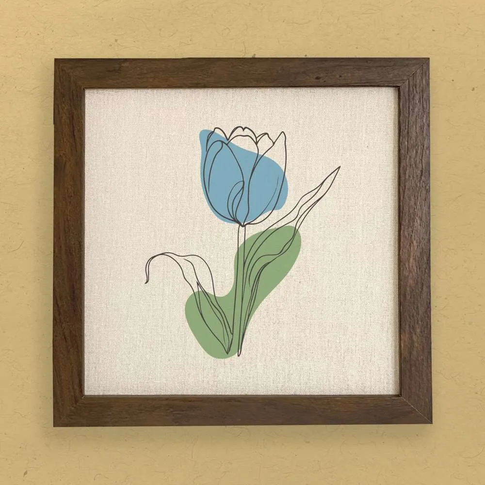 Blue Hand Drawn Tulip - Framed Sign