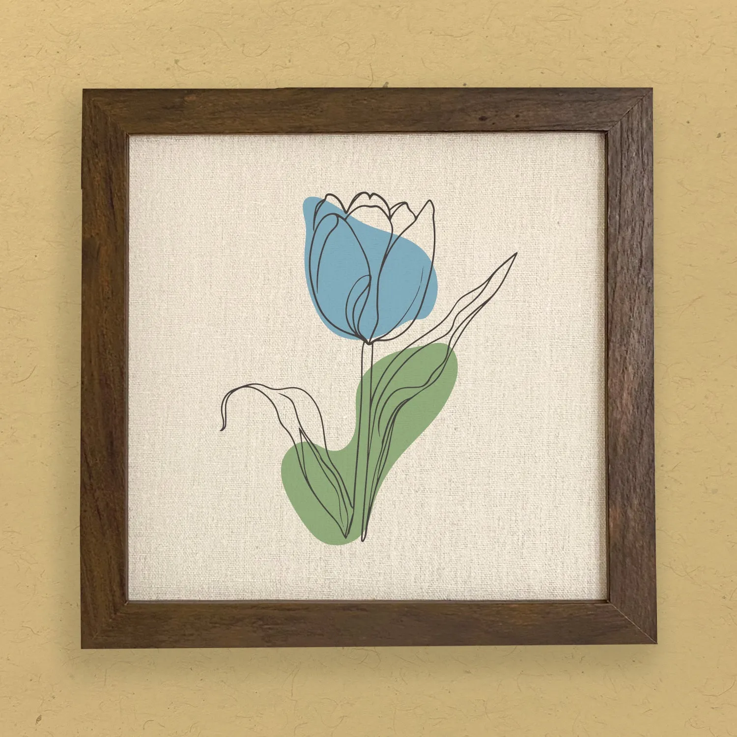 Blue Hand Drawn Tulip - Framed Sign