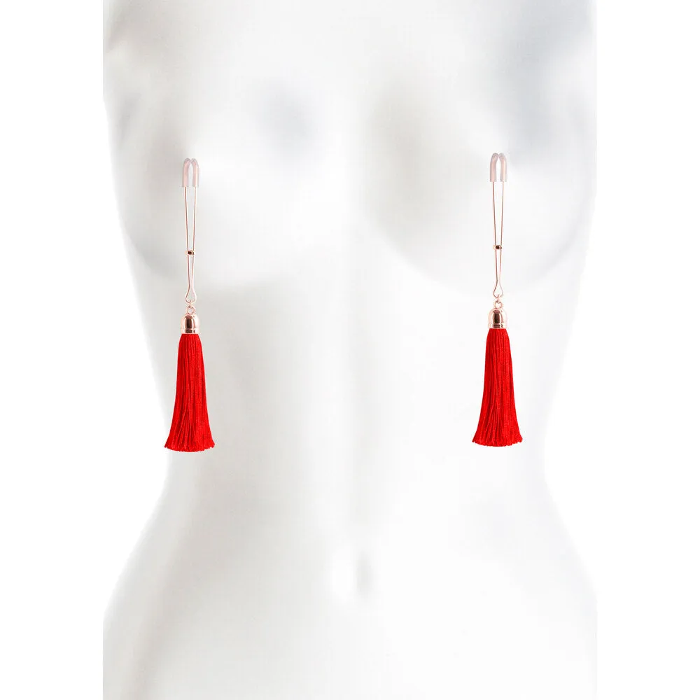 Bound Nipple Clamps With Red Tassel