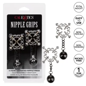 California Exotics - Nipple Grips 4 Point Weighted Nipple Press Clamps (Silver)