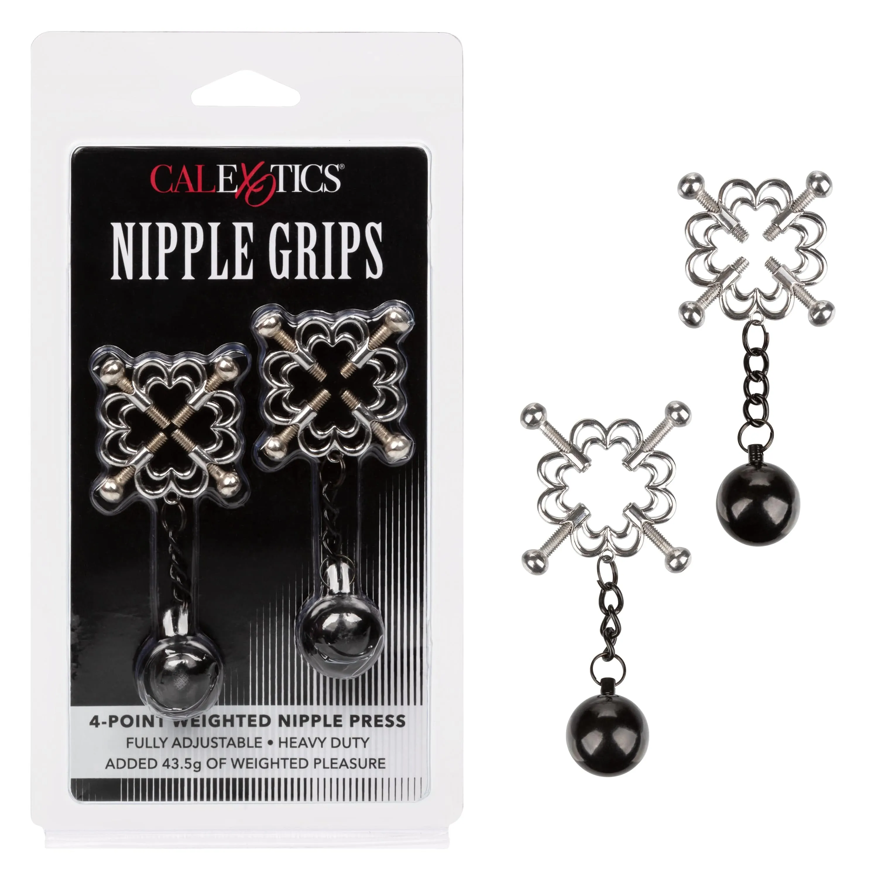 California Exotics - Nipple Grips 4 Point Weighted Nipple Press Clamps (Silver)