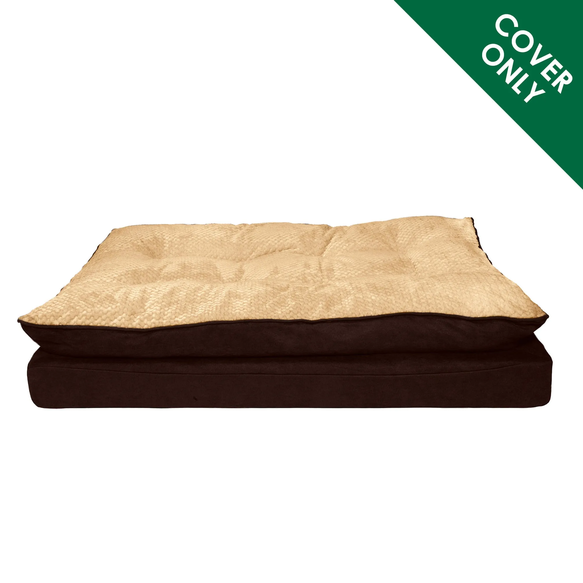 Deluxe Mattress Dog Bed - Minky Faux Fur & Suede Pillow Top - Cover