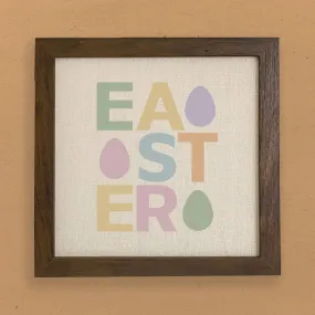 Easter Text with Eggs - Framed Sign