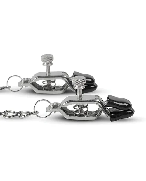 Easy Toys Big Nipple Clamps W/chain - Silver