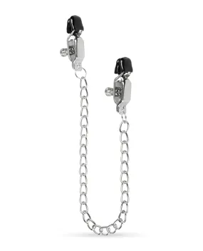 Easy Toys Big Nipple Clamps W/chain - Silver