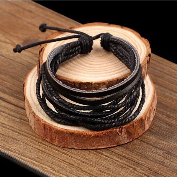 Edgy Leather Wrap Bracelet