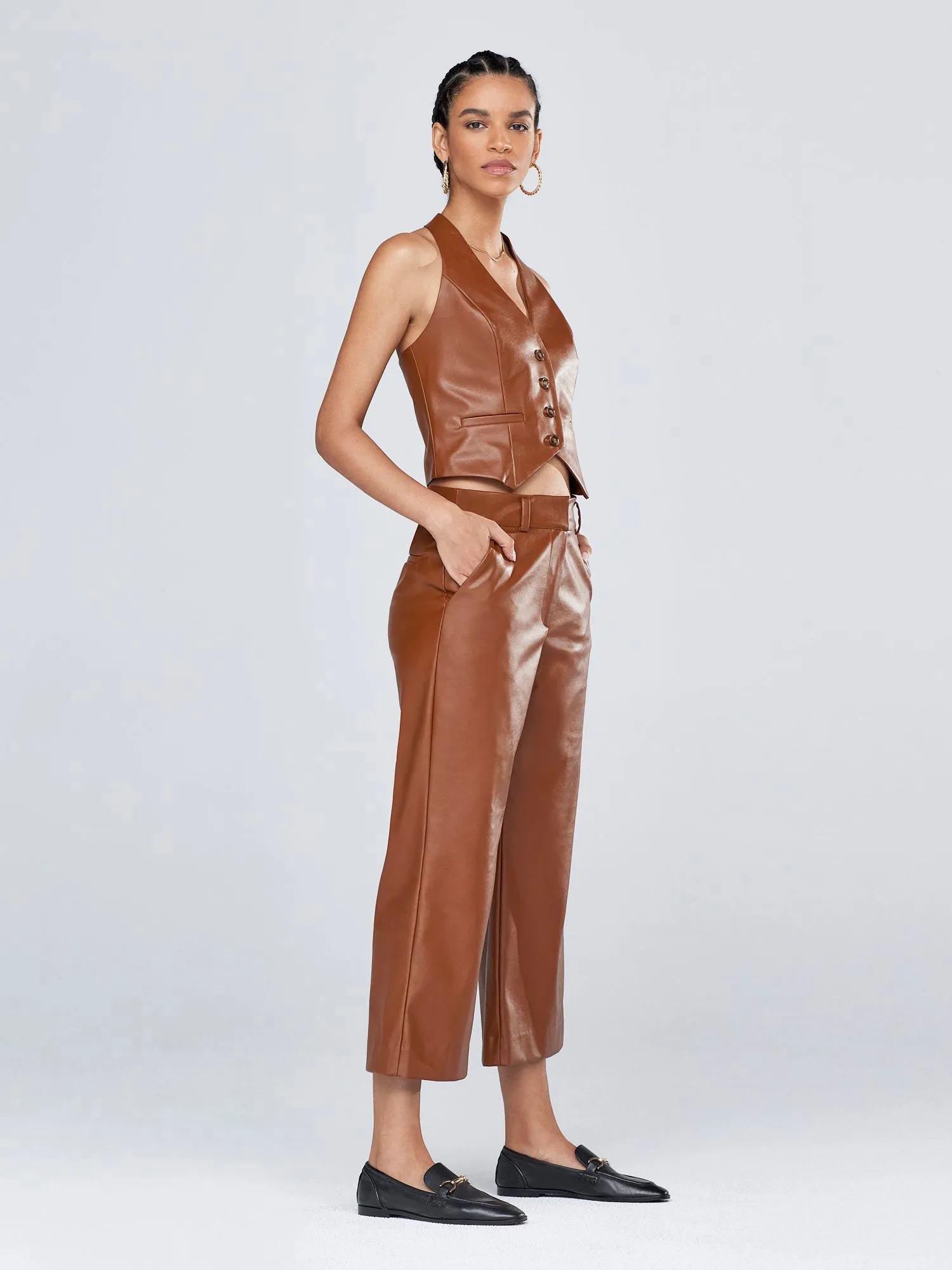 Faux-Leather Culotte Pant