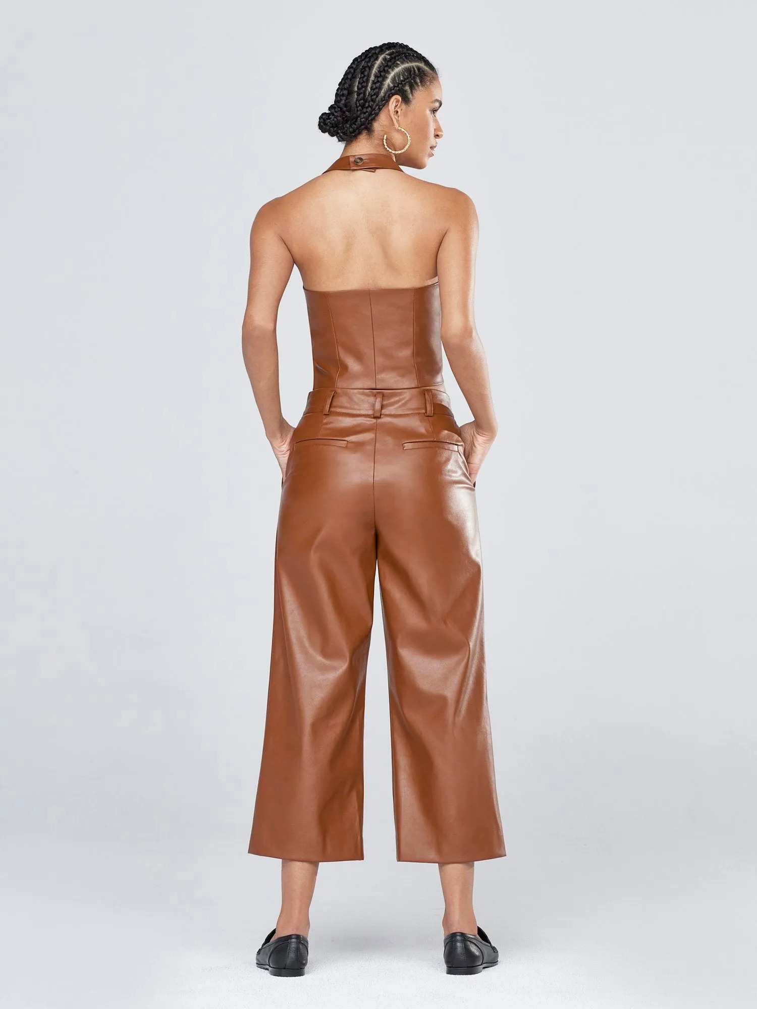 Faux-Leather Culotte Pant