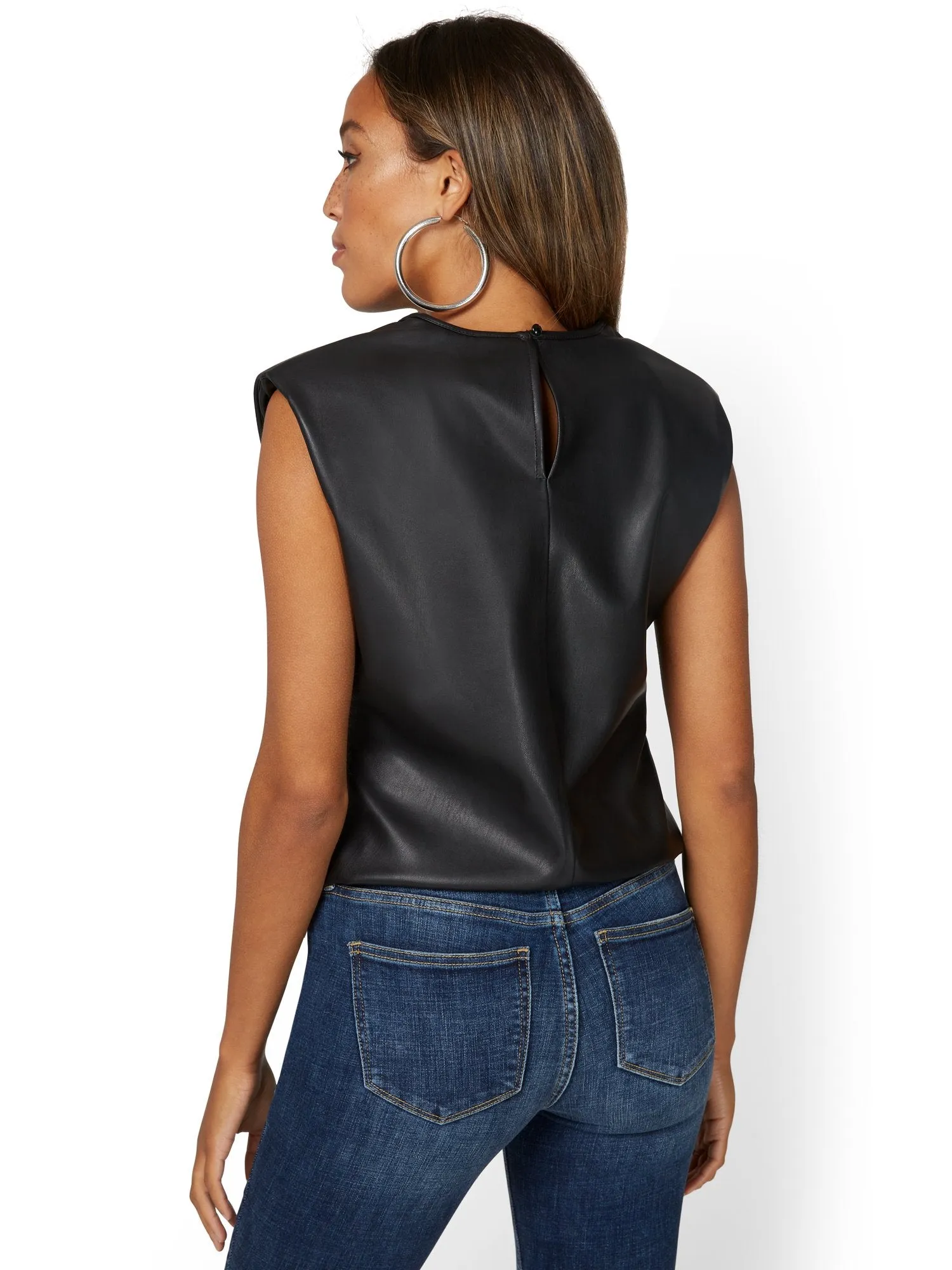 Faux-Leather Muscle Tank Top