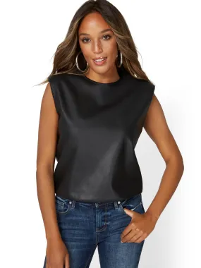 Faux-Leather Muscle Tank Top