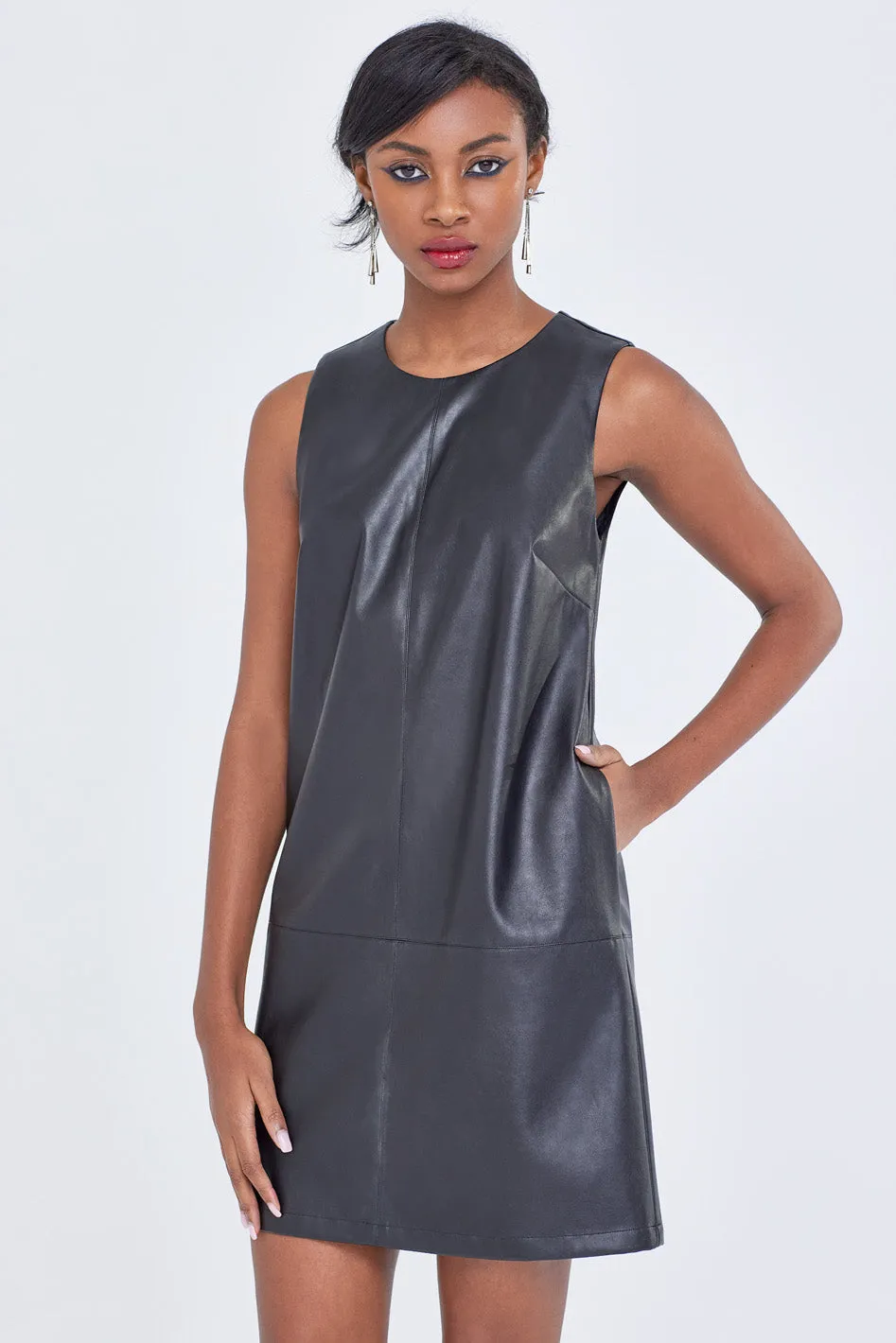 Faux Leather Shift Dress