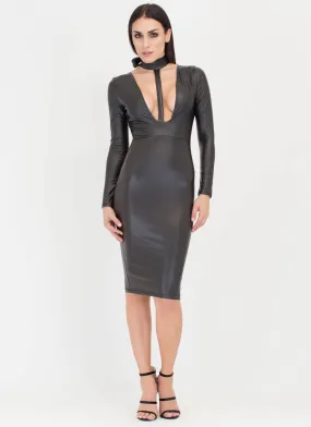 Fit To A T-Strap Faux Leather Dress