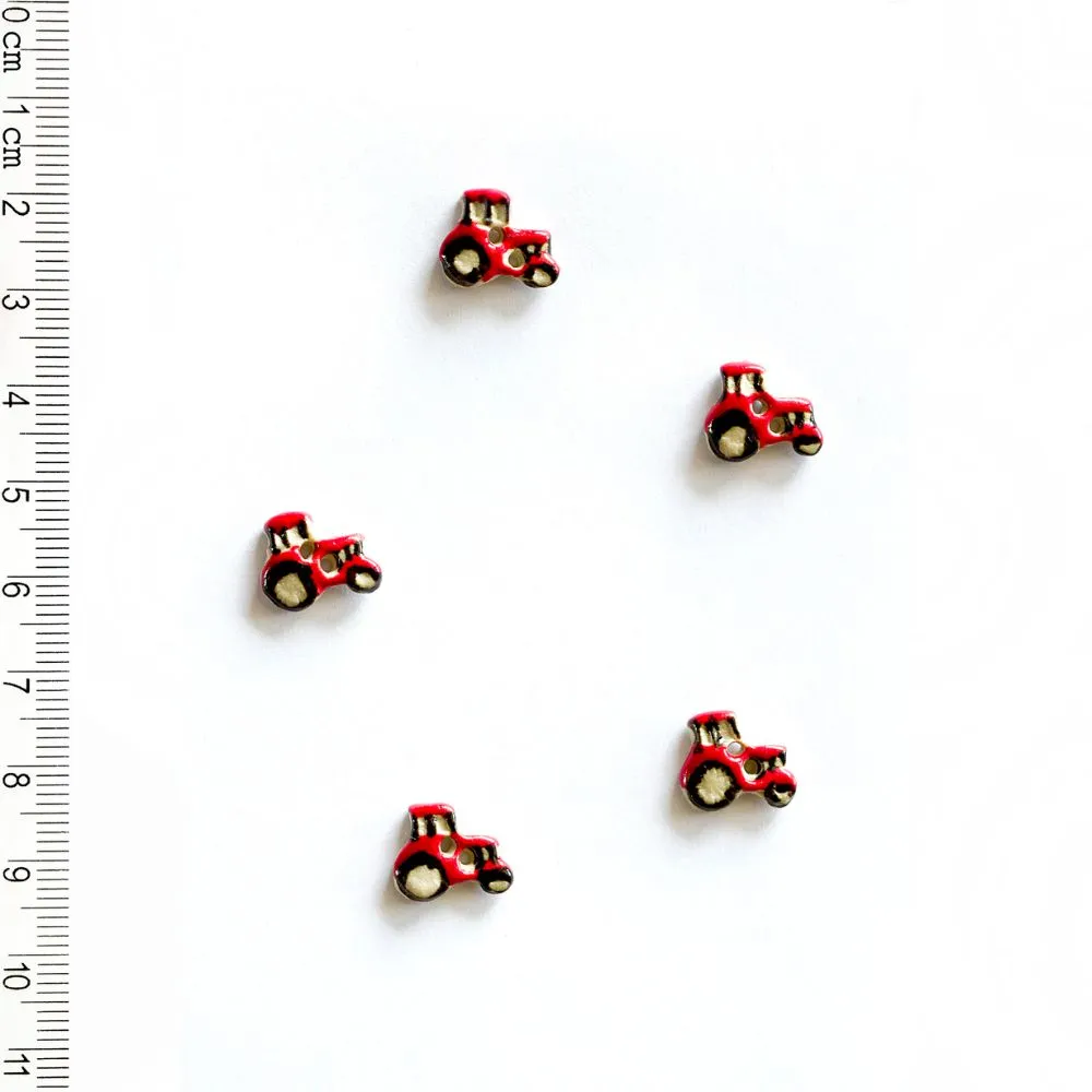 Handmade Buttons Tractor - Set of 5 (L539)