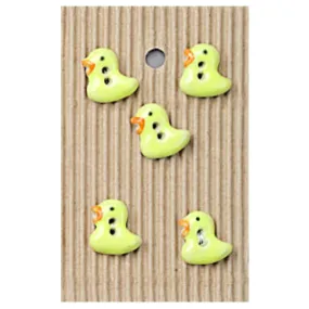 Handmade Buttons Yellow Ducklings - Set of 5 (L164)