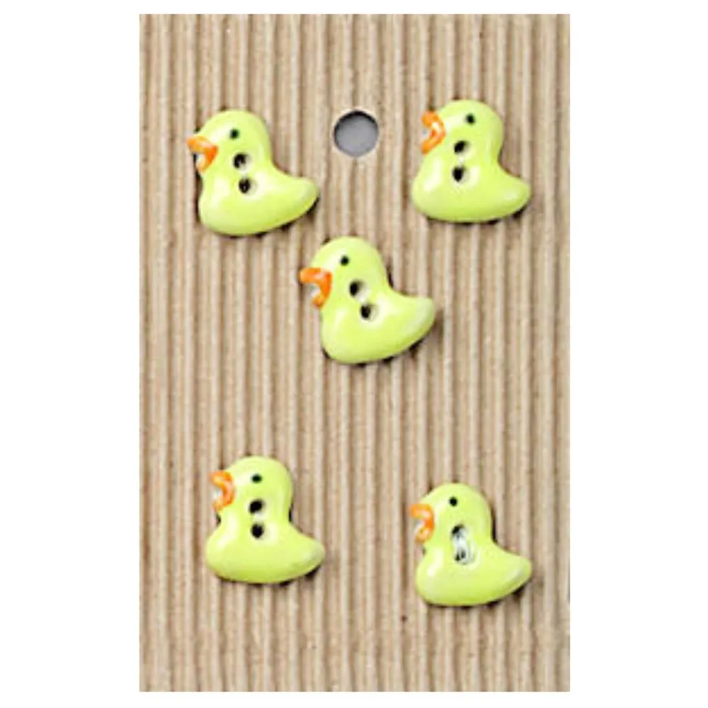 Handmade Buttons Yellow Ducklings - Set of 5 (L164)