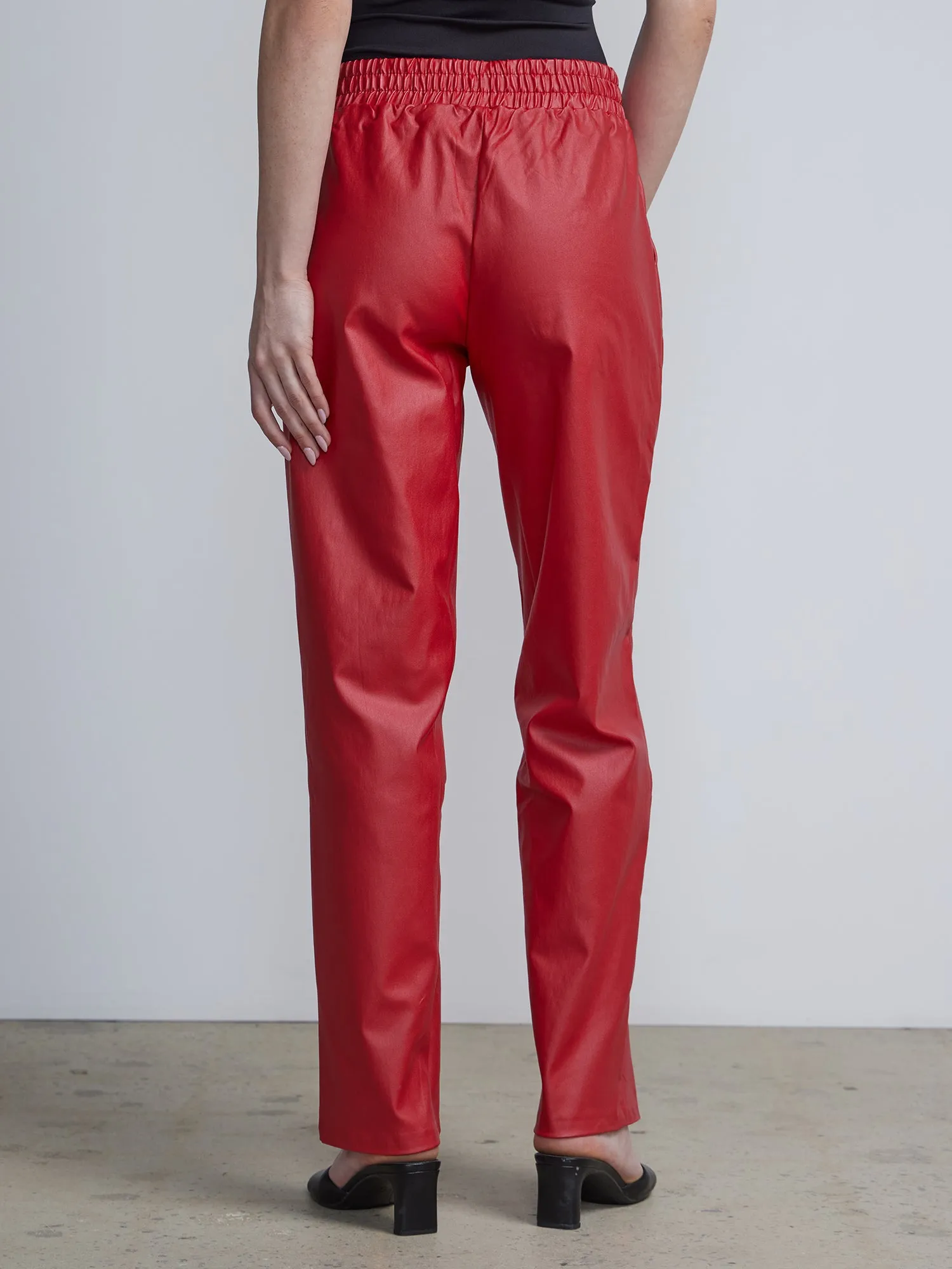 High Rise Coated Straight Leg Pant