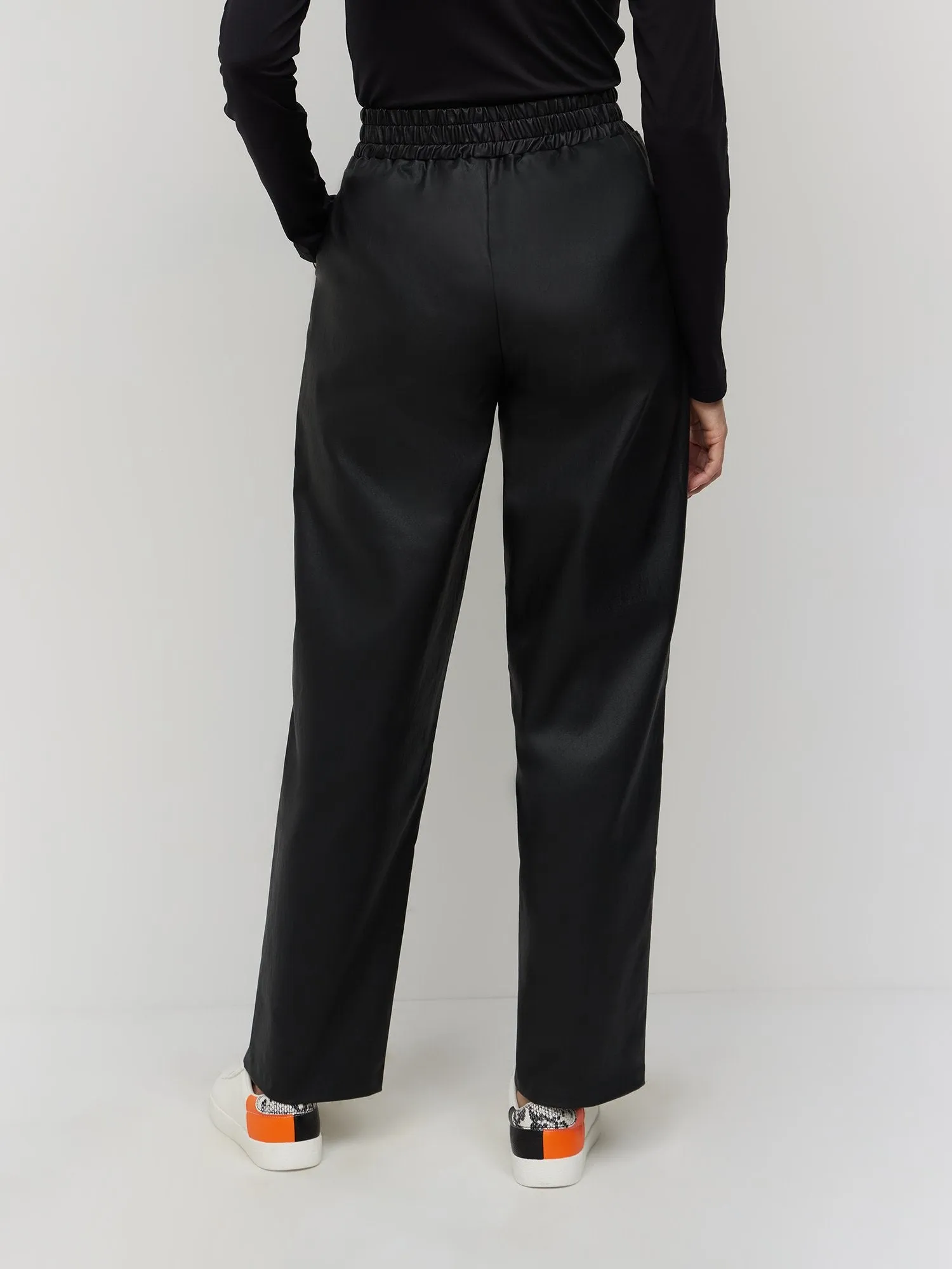 High Rise Coated Straight Leg Pant