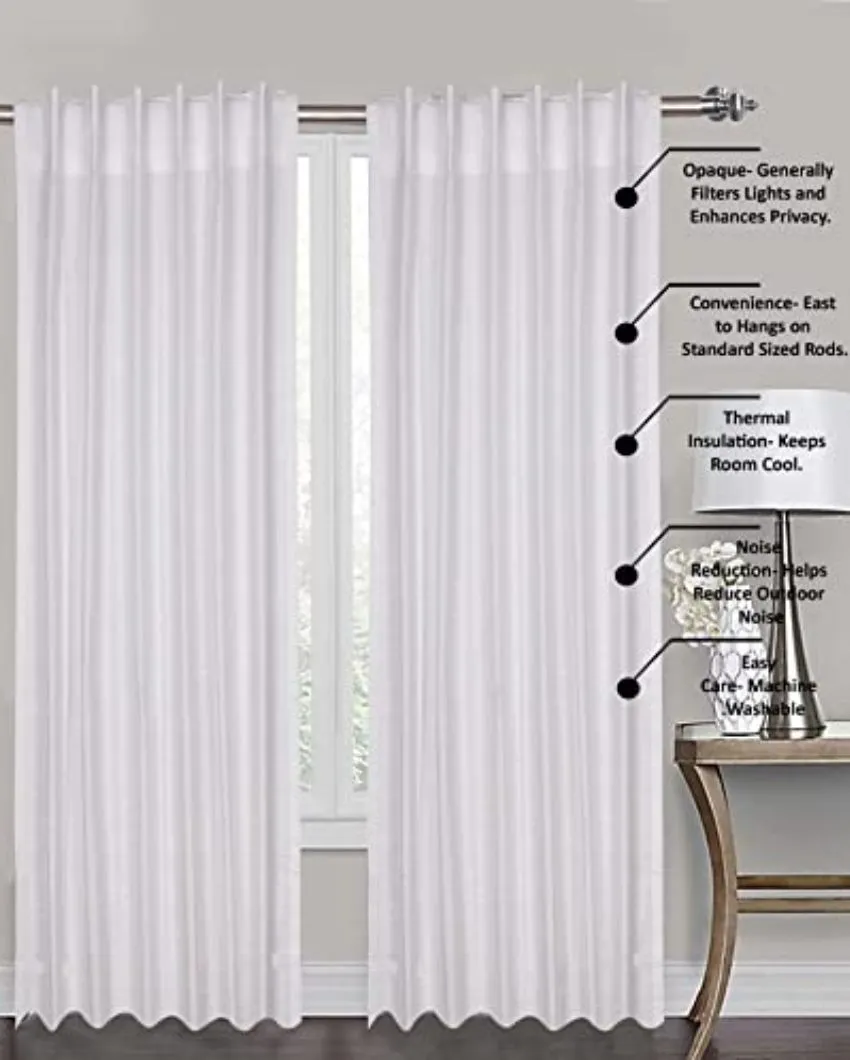 Modern Lines Design Cotton Window Curtains | Set Of 2