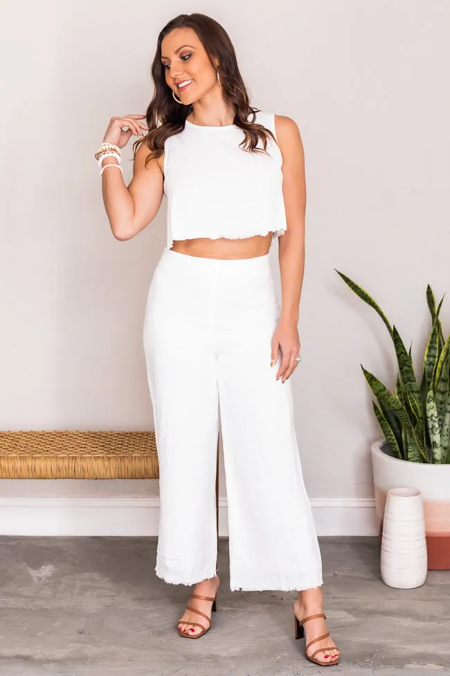 My Exciting News White Fringe Cropped Top FINAL SALE