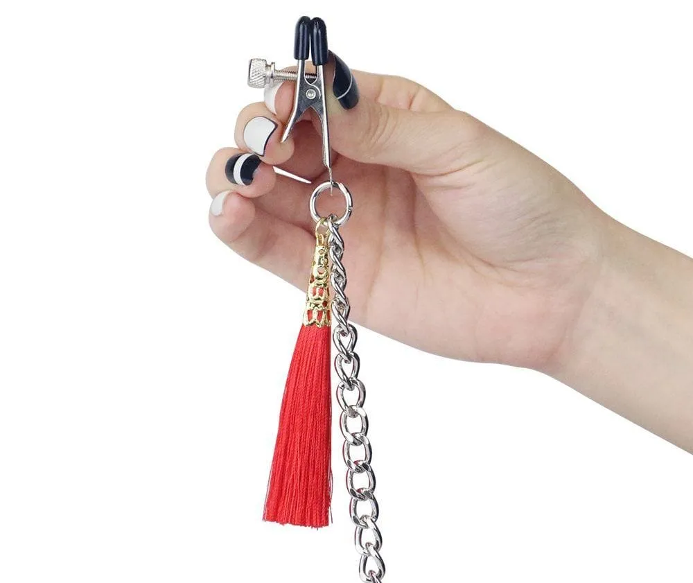 Nipple & Clit Clamps with Red Tassels - DISCONTINUED