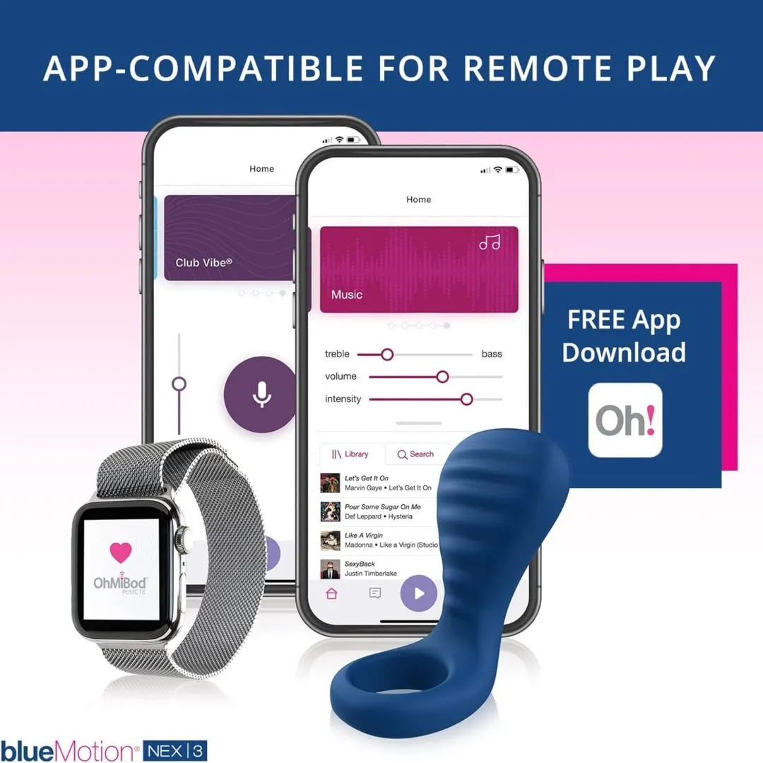 OhMiBod blueMotion NEX|3-Navy Blue Couple's Ring