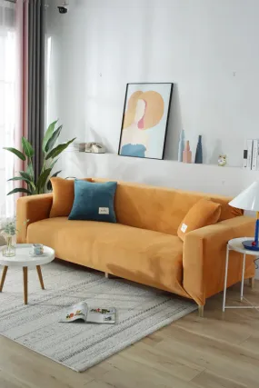 Orange Velvet Plush Sofa Cover