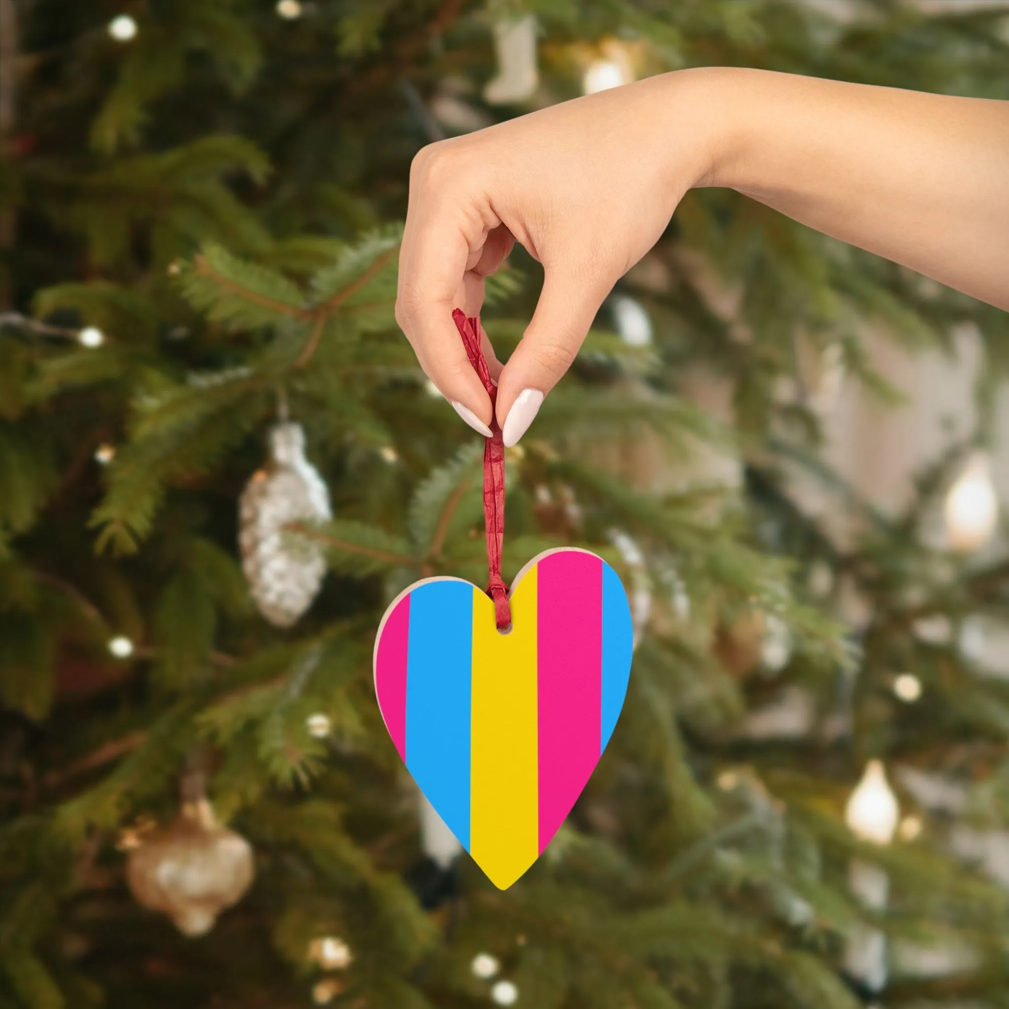 Pansexual Pride Wooden Ornaments - Fun Holiday Decor