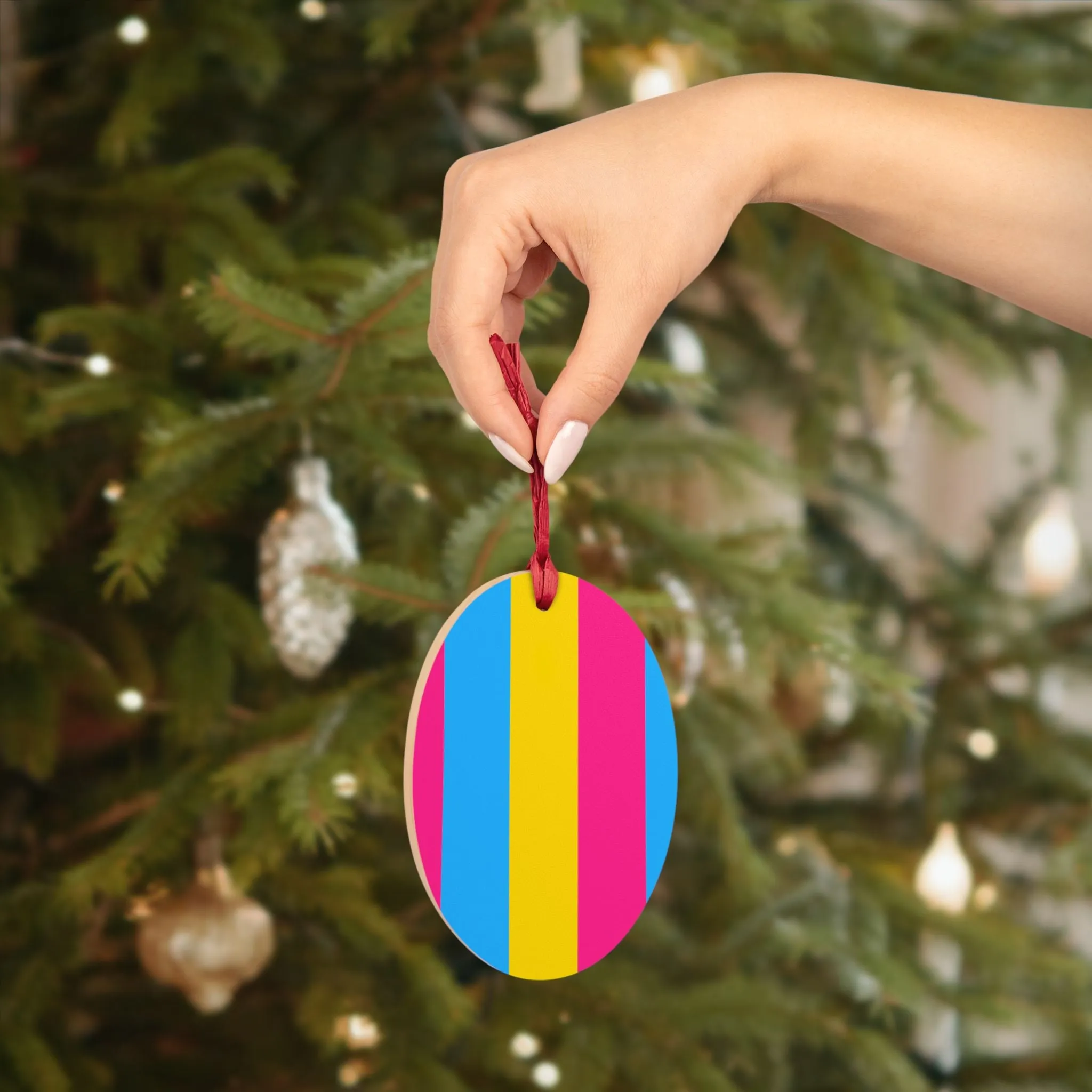 Pansexual Pride Wooden Ornaments - Fun Holiday Decor