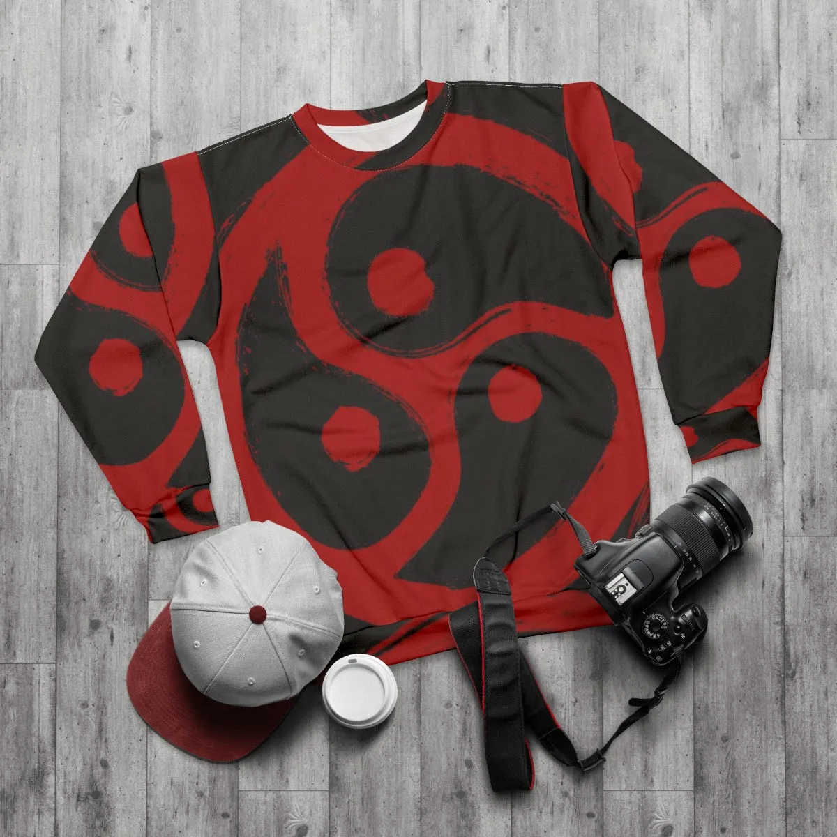 "Edgy Red BDSM Triskelion Grunge Sweatshirt"