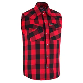 Red Styler Men's Red and Black Sleeveless Flannel