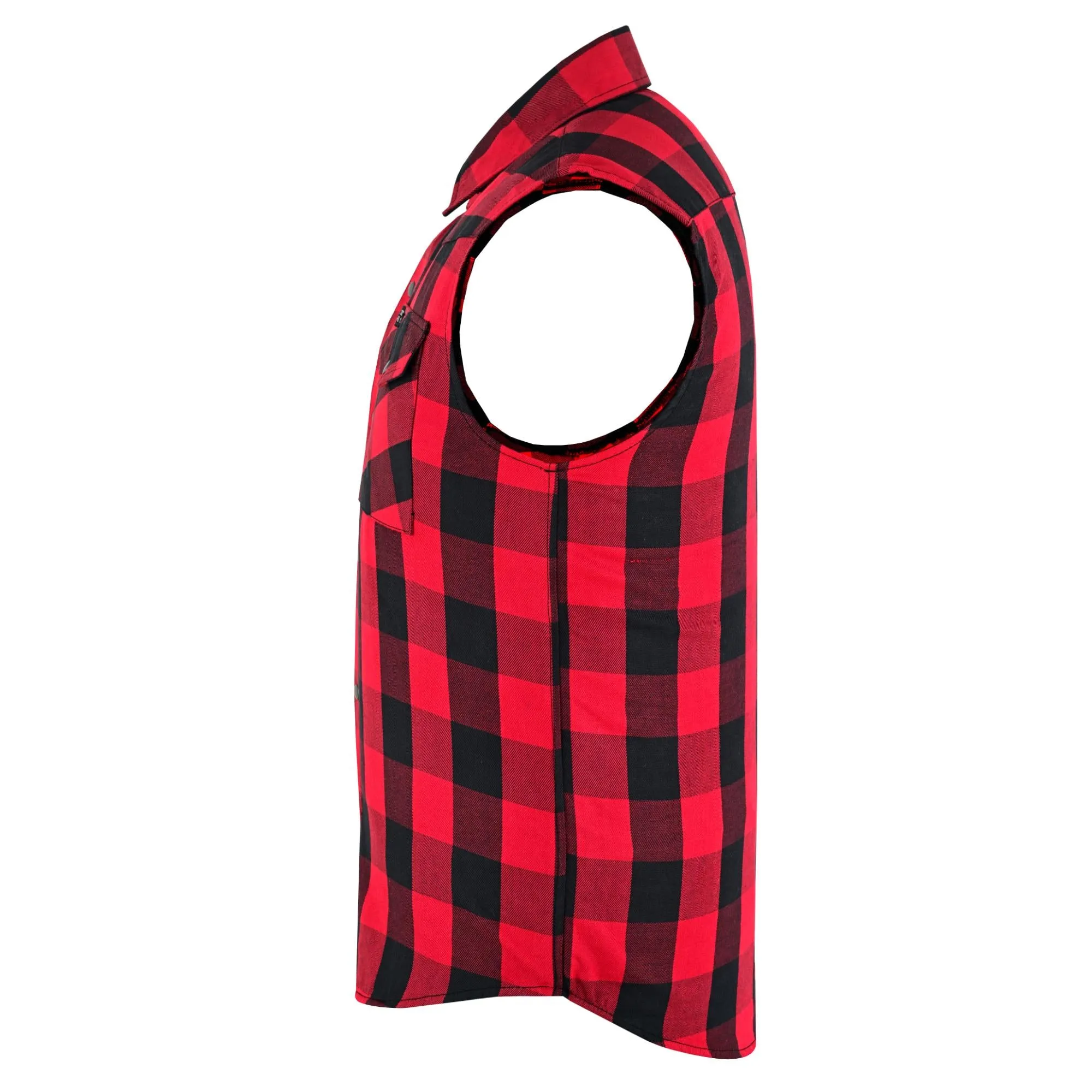 Red Styler Men's Red and Black Sleeveless Flannel