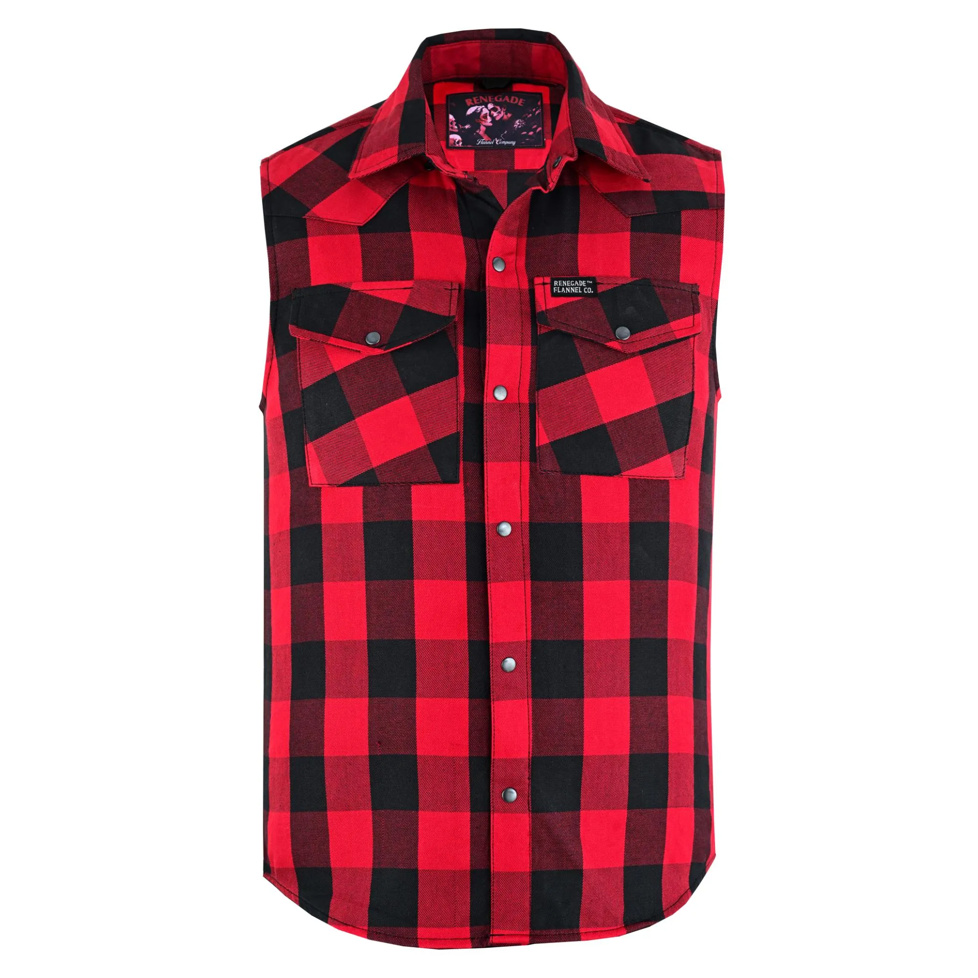 Red Styler Men's Red and Black Sleeveless Flannel