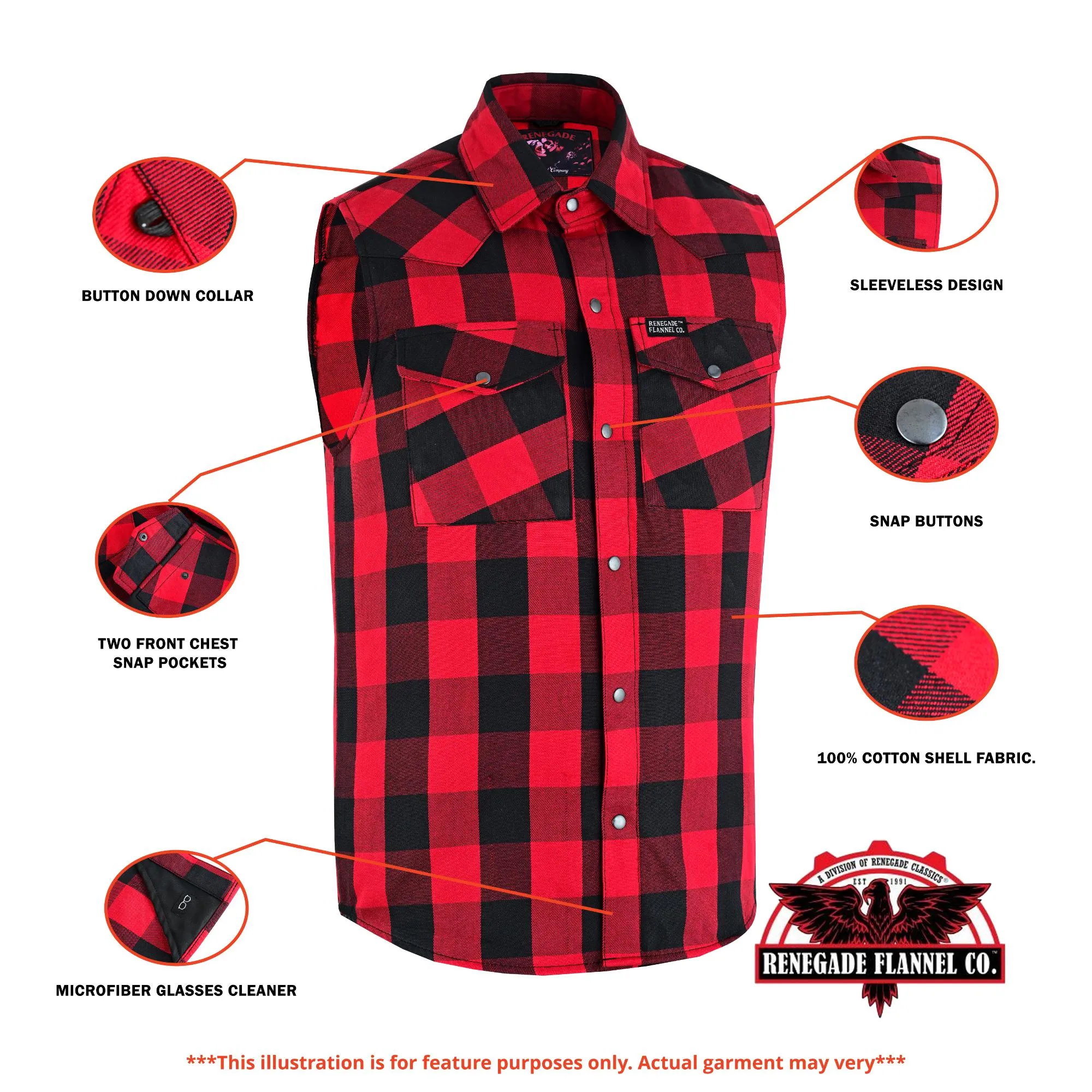 Red Styler Men's Red and Black Sleeveless Flannel