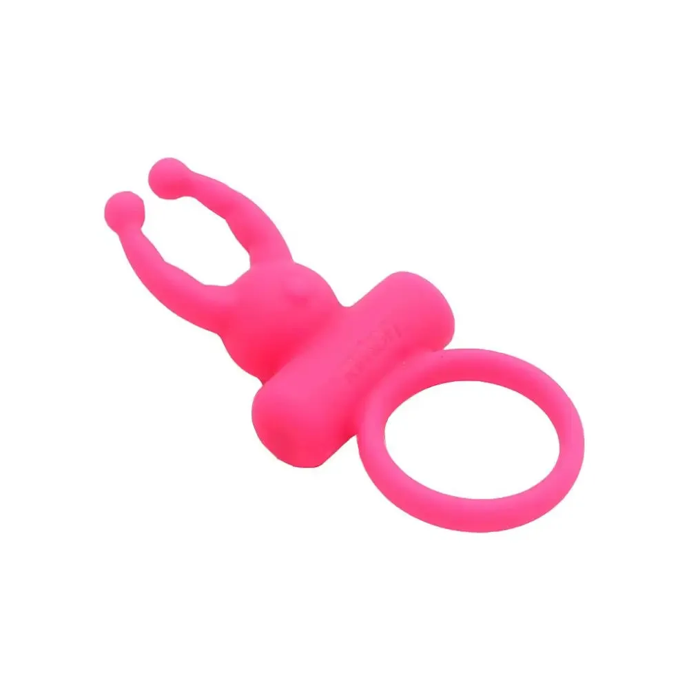 Rimba Silicone Pink Vibrating Stretchy Cock Ring with Clit Stim