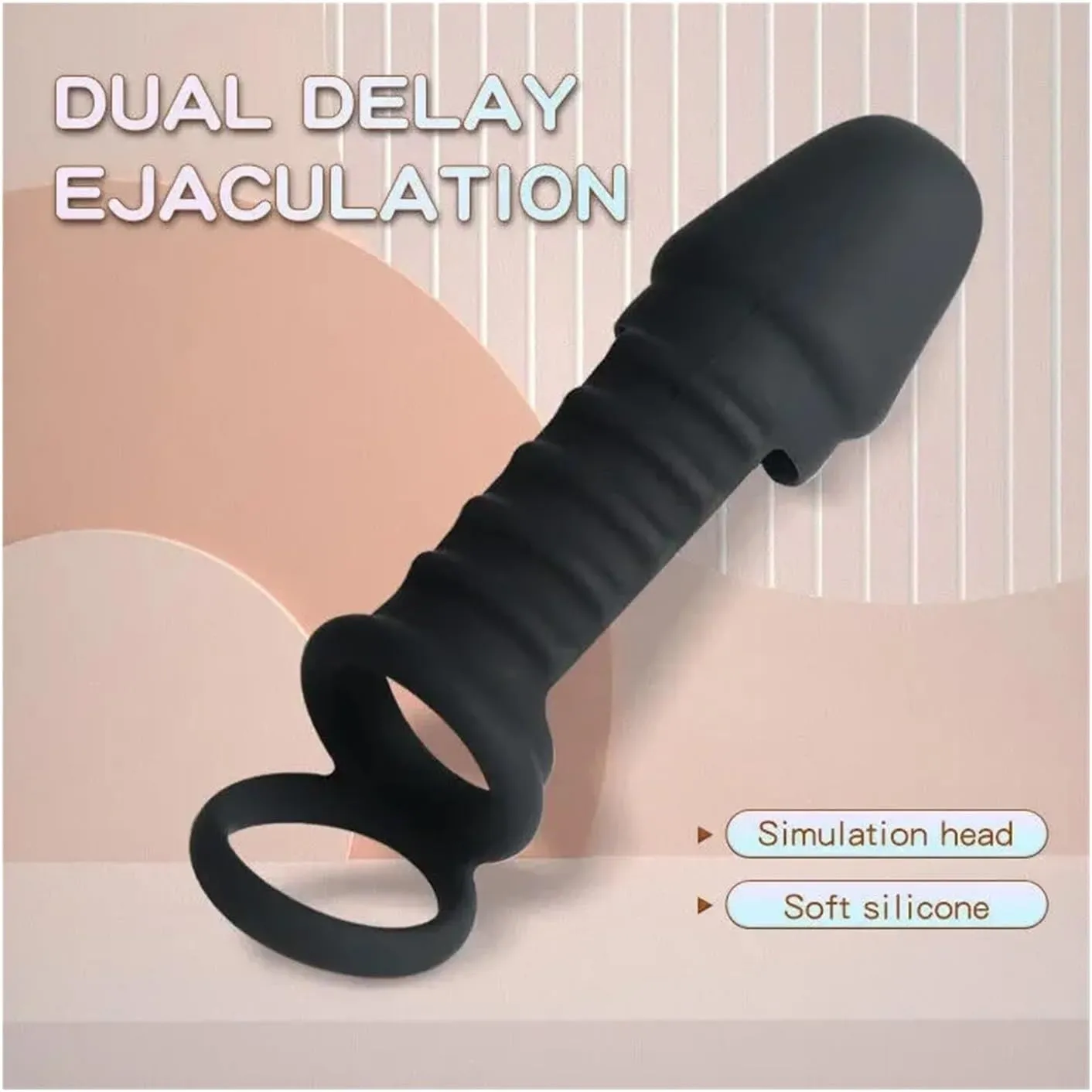 Silicone Cock Rings Penis Sleeve Sex Toys for Men - Dual Cockring Delay Ejaculation Trainer