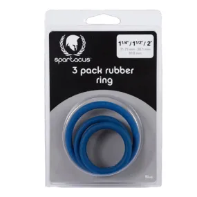 Spartacus Rubber Cock Ring Set- Blue Pack of 3