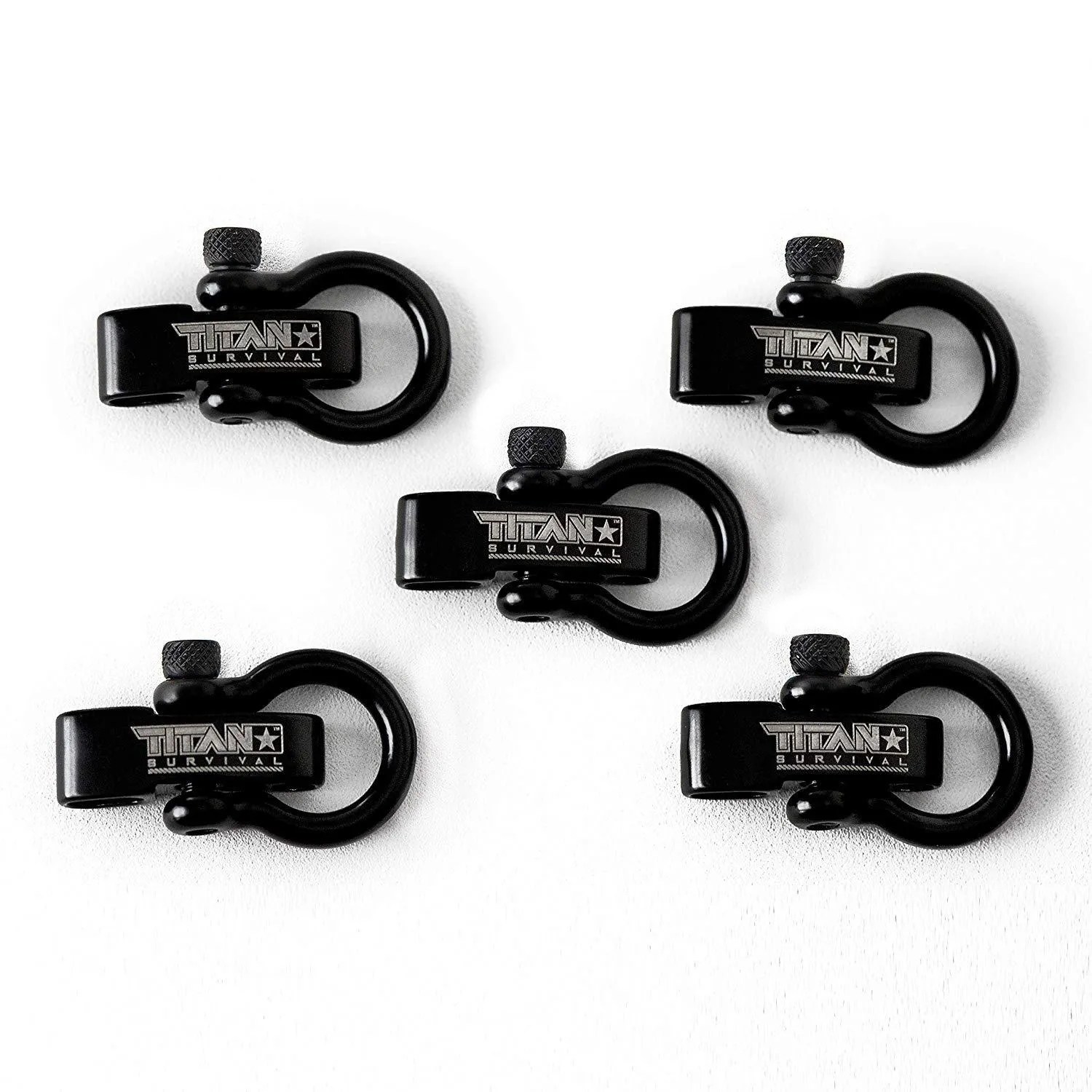 Stainless Steel Bow Shackles, 5-Pack | BLACK