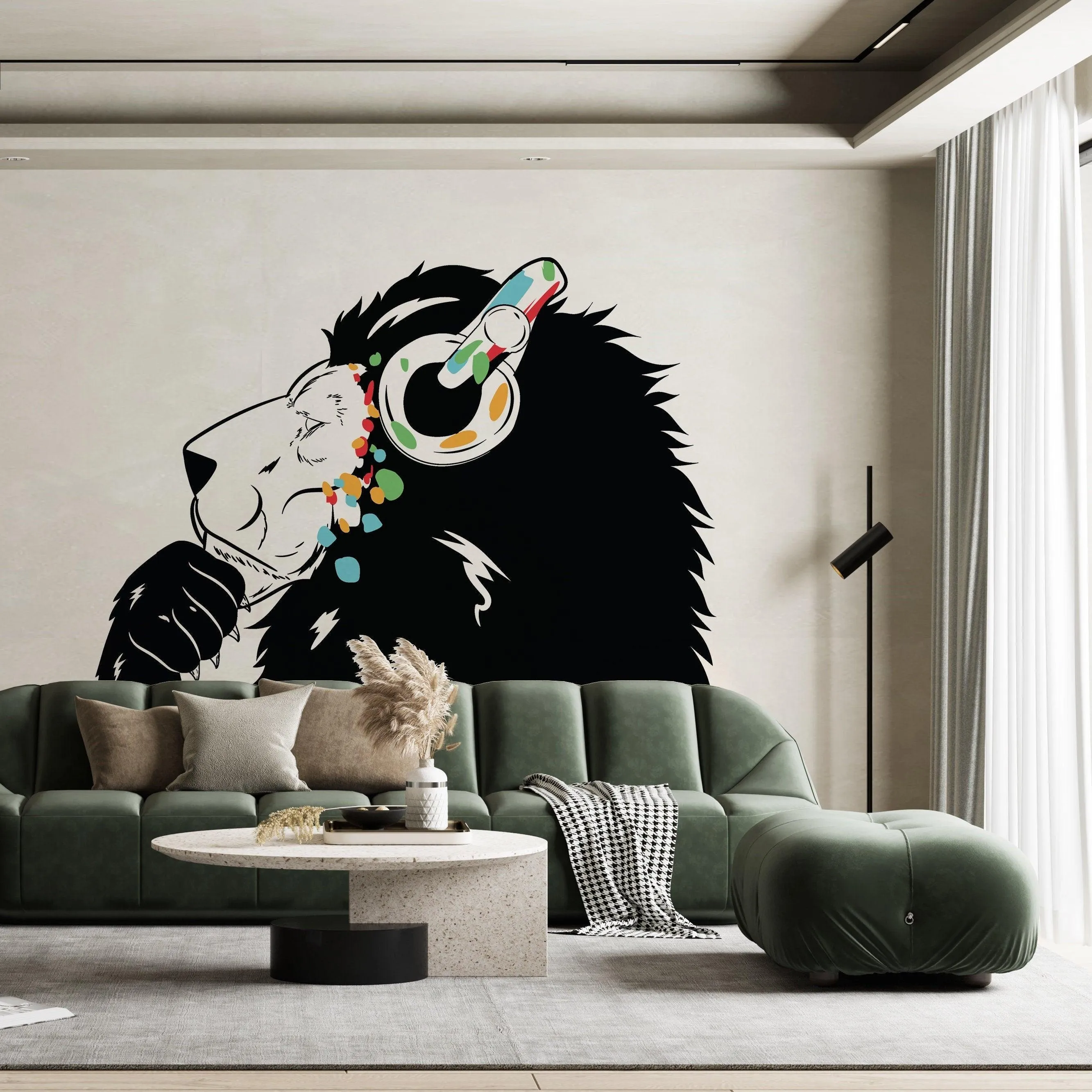 Street Art Inspired Lion Wall Decal - Urban Music Influence Artwork Sticker