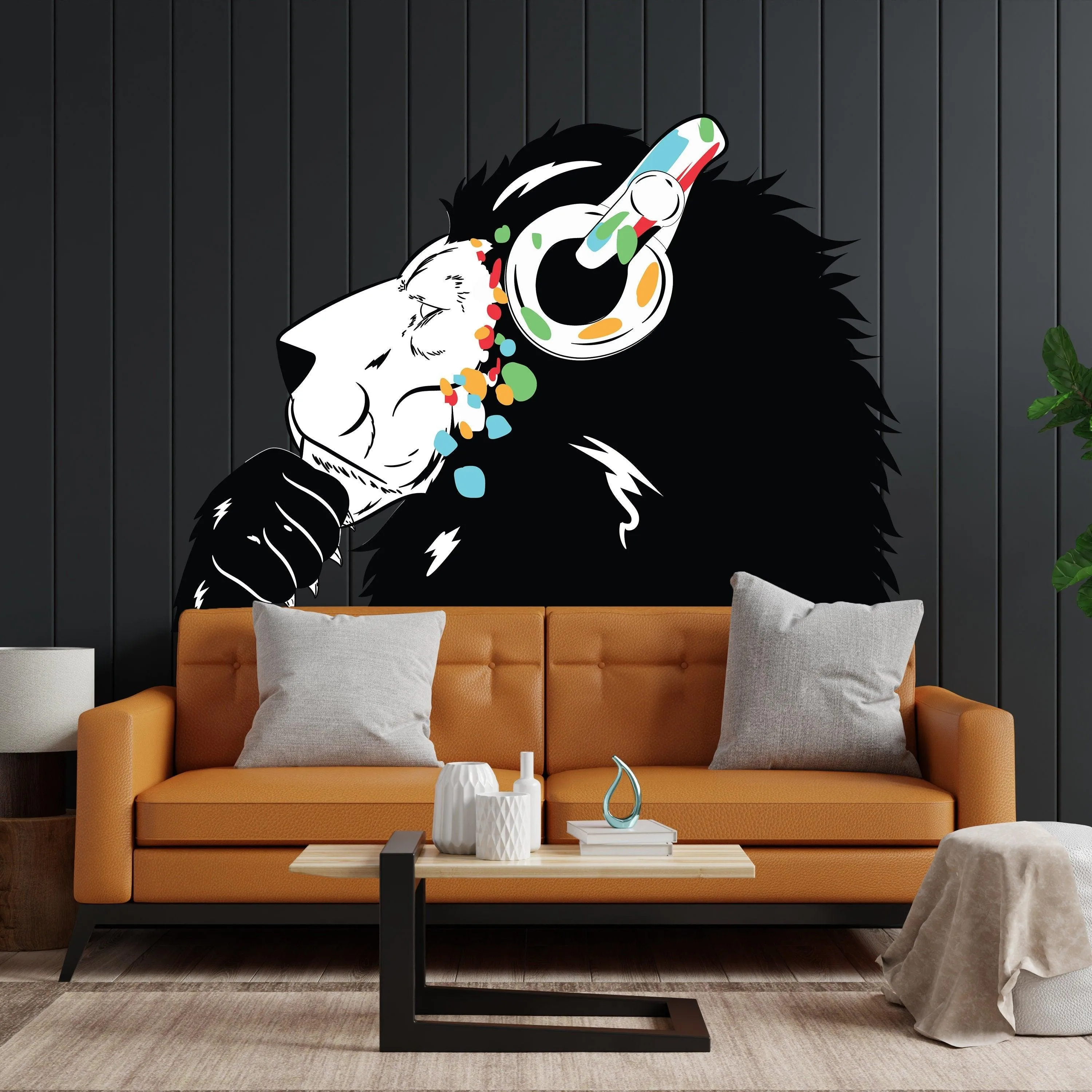 Street Art Inspired Lion Wall Decal - Urban Music Influence Artwork Sticker