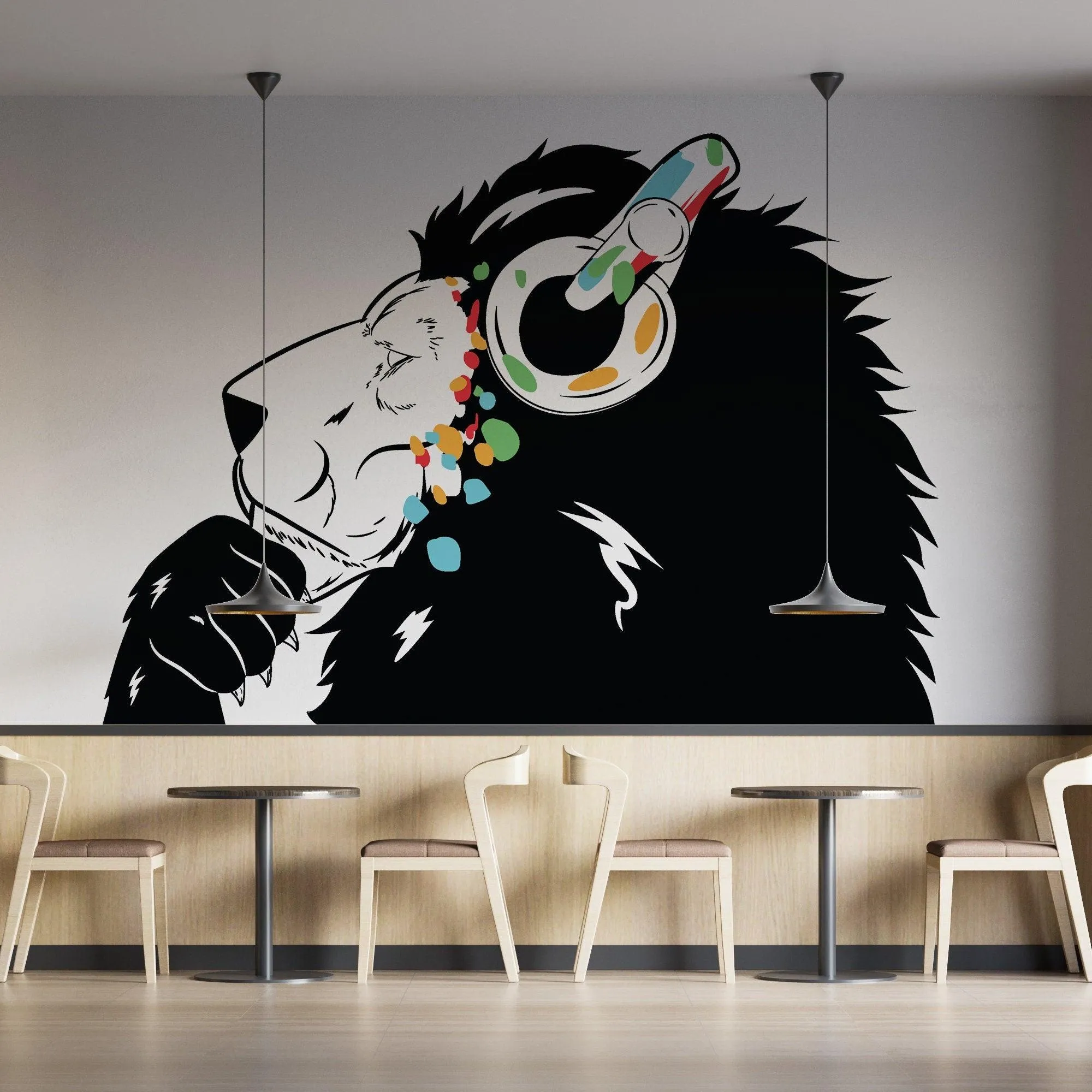 Street Art Inspired Lion Wall Decal - Urban Music Influence Artwork Sticker