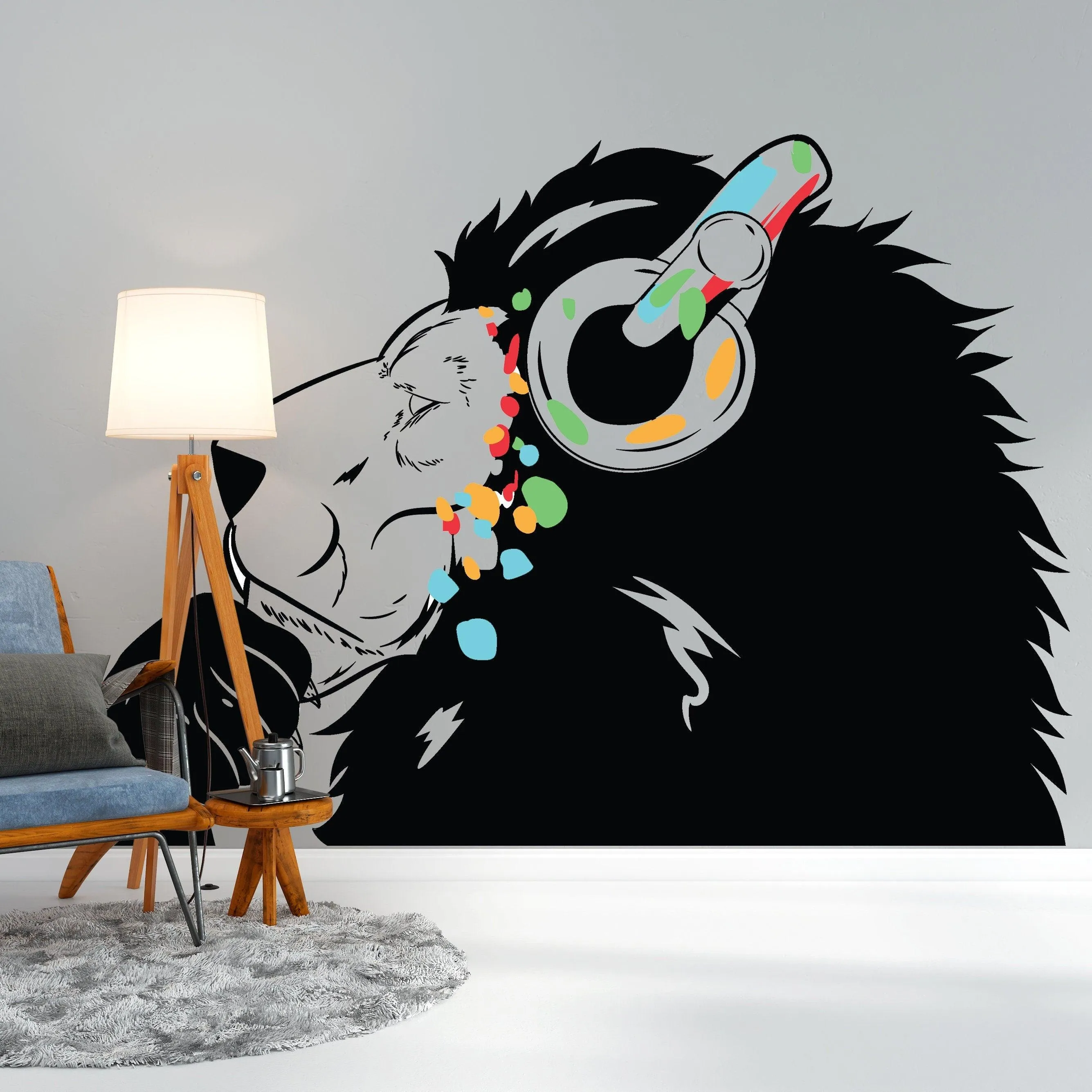 Street Art Inspired Lion Wall Decal - Urban Music Influence Artwork Sticker