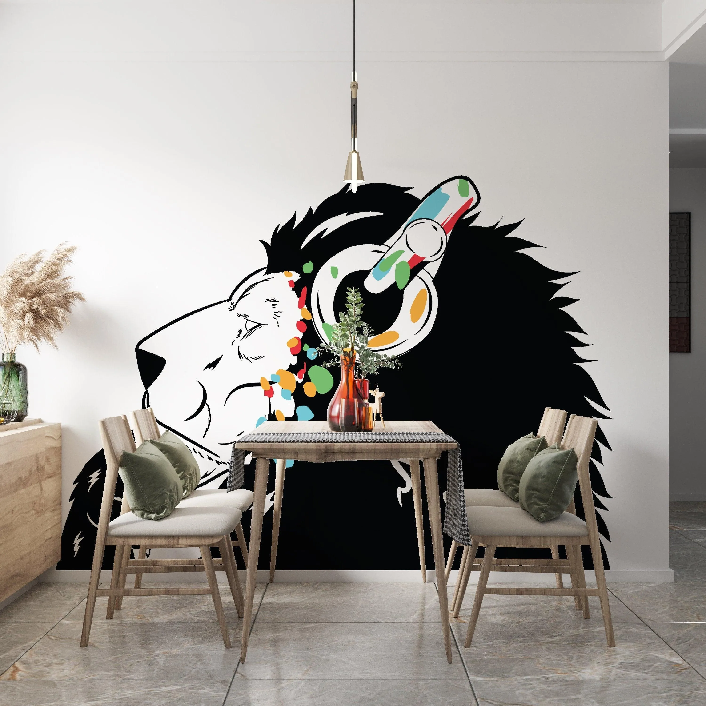 Street Art Inspired Lion Wall Decal - Urban Music Influence Artwork Sticker