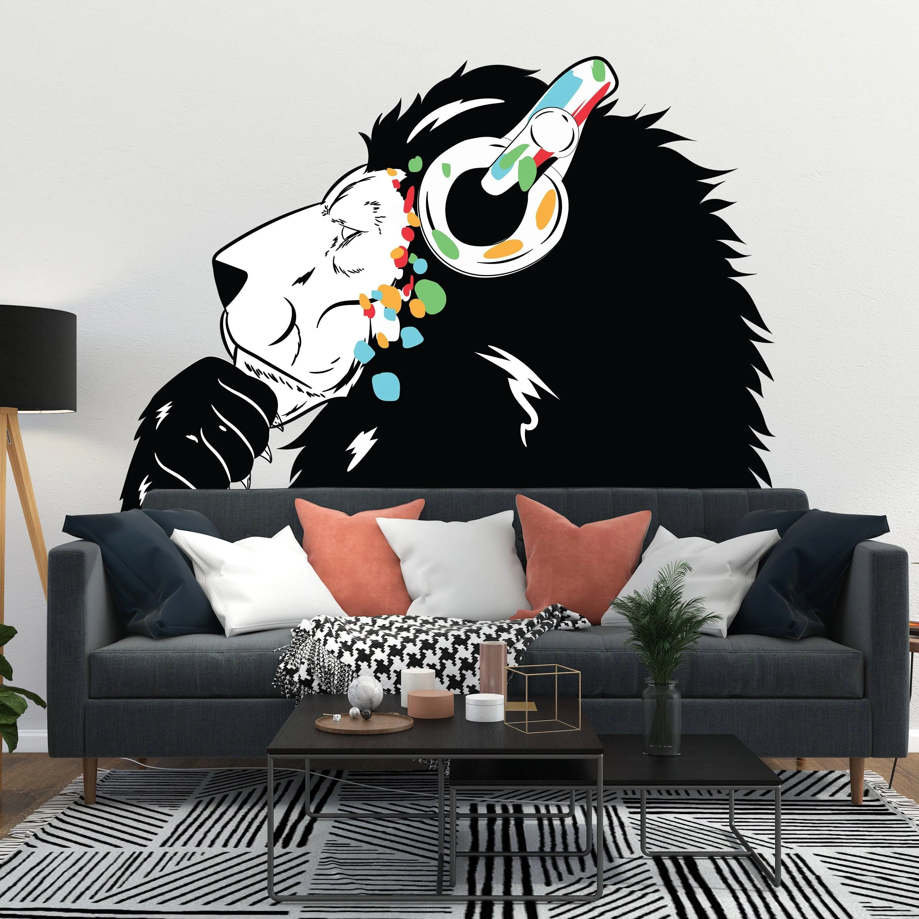 Street Art Inspired Lion Wall Decal - Urban Music Influence Artwork Sticker