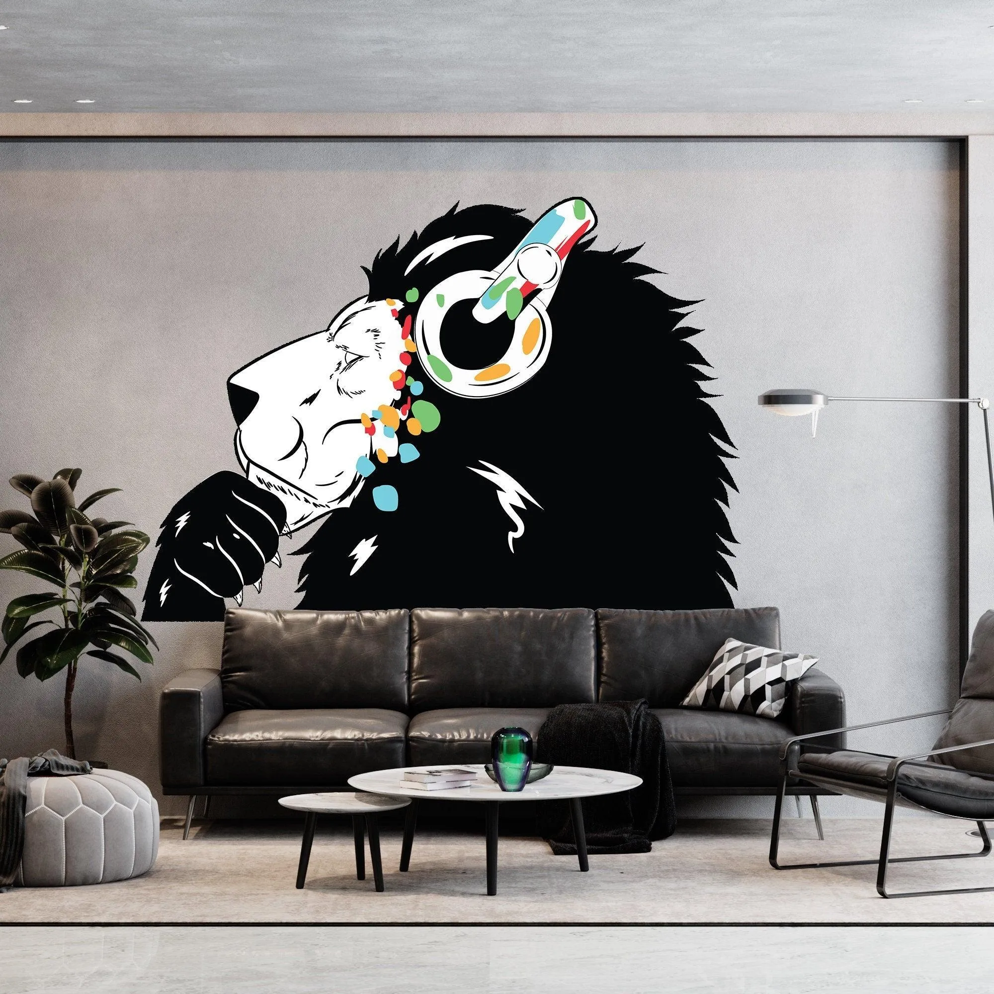 Street Art Inspired Lion Wall Decal - Urban Music Influence Artwork Sticker